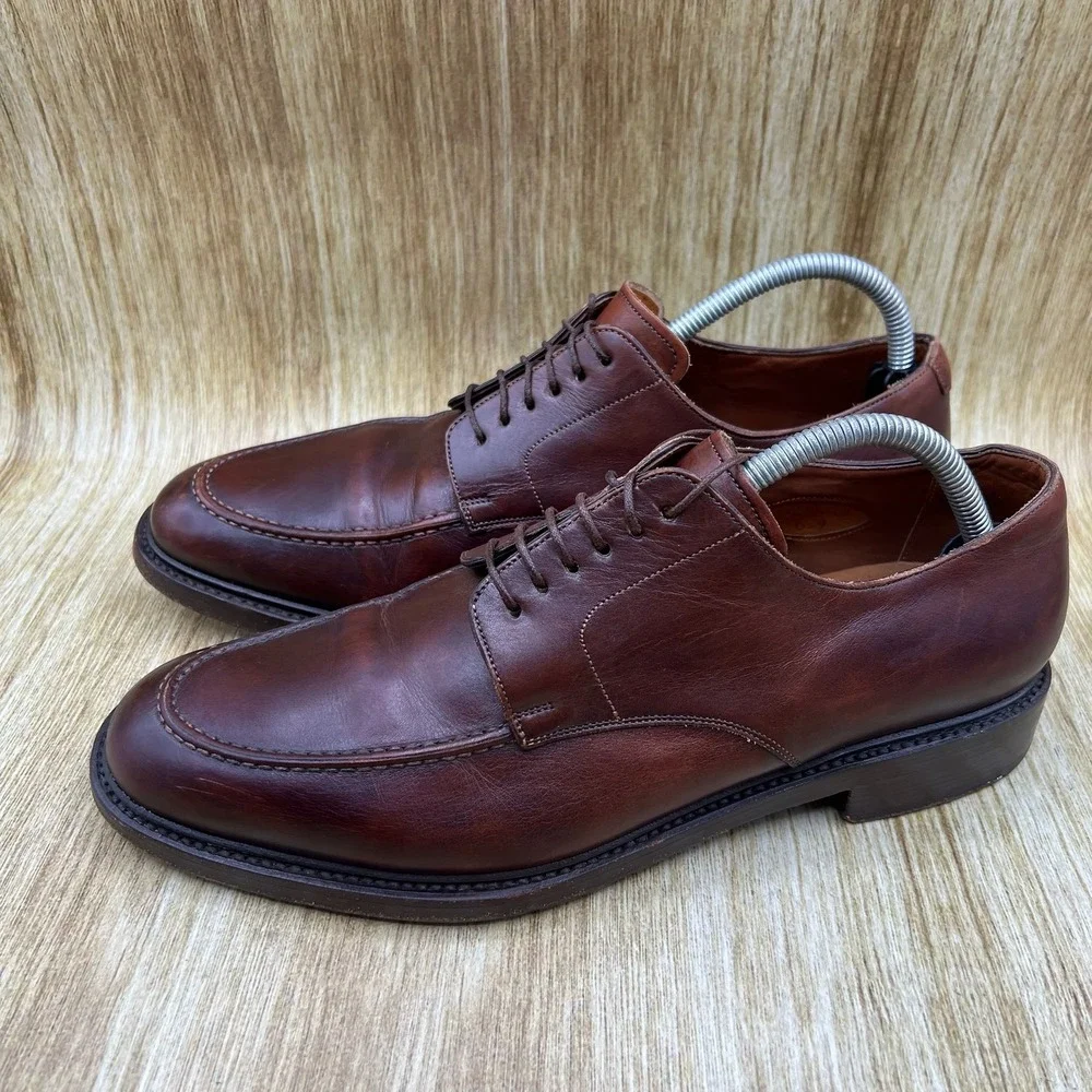 Santoni Goodyear Welted Split Toe Derby Men's Size 9 Brown Leather 11839-02